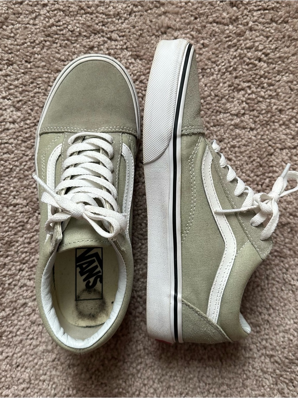 Vans Old Skool Sneakers in Sage Green and White